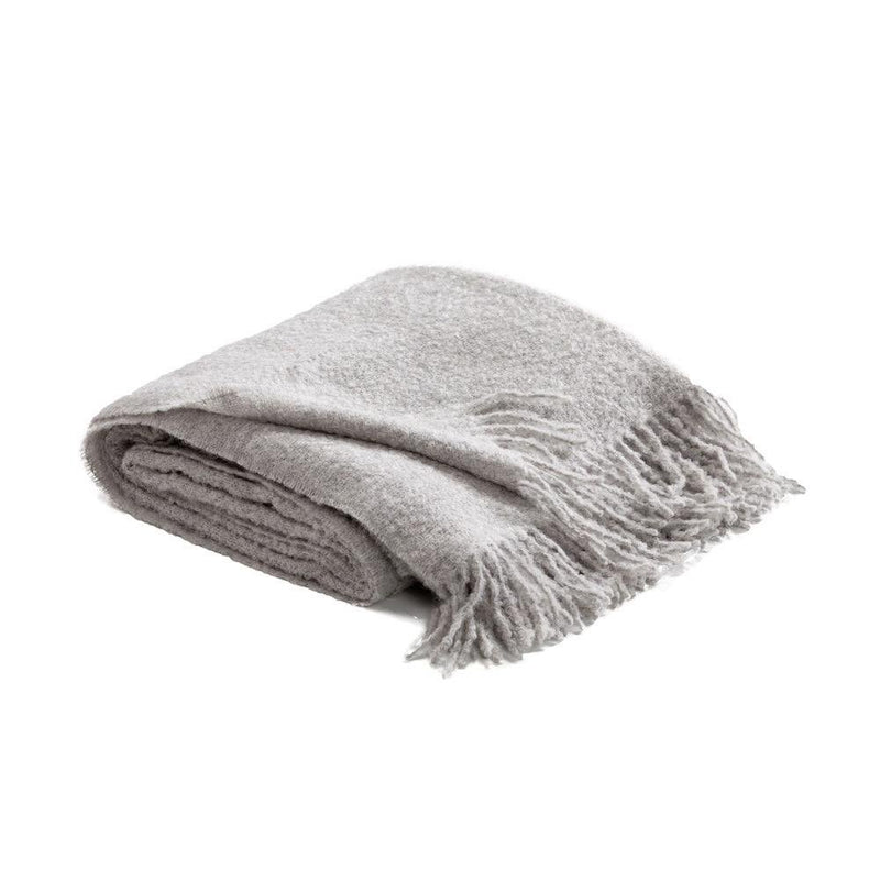 Boucle Baby Alpaca Throw, Light Gray - BlueJay Avenue