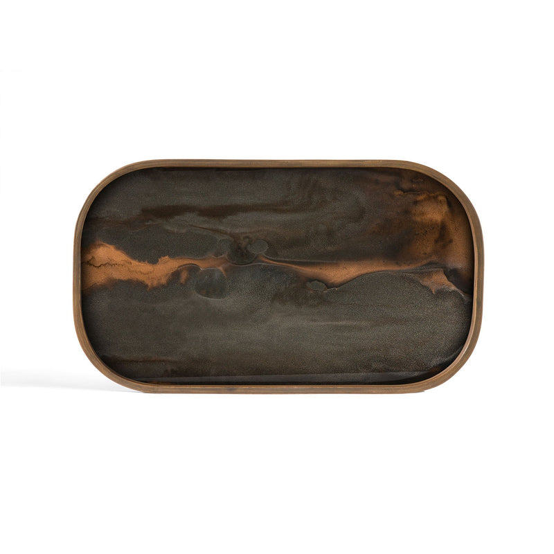 Bronze Rectangle Glass Ottoman Tray - BlueJay Avenue