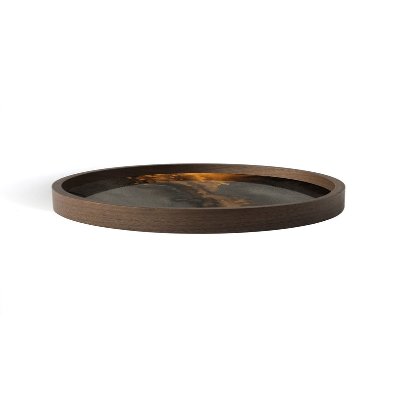 Bronze Round Glass Ottoman Tray - BlueJay Avenue