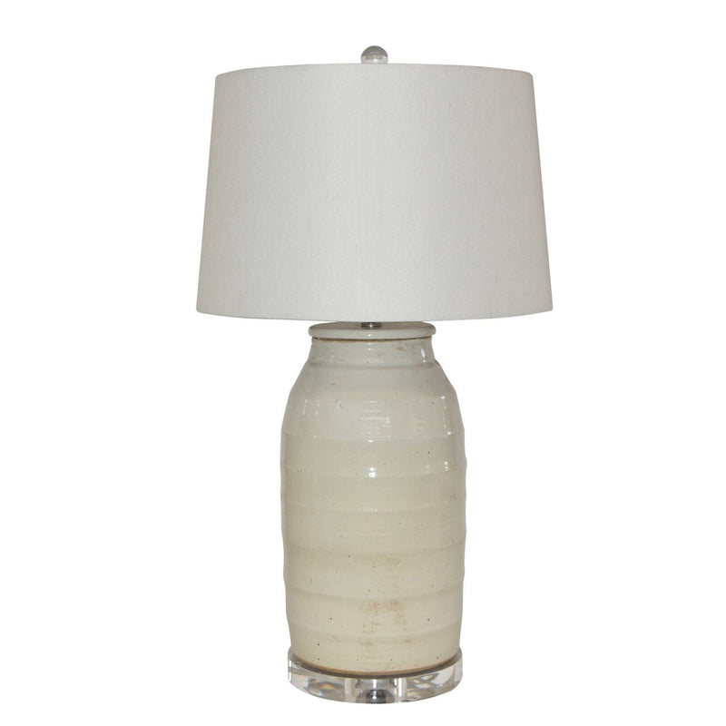 Busan White Flat Lidded Jar Lamp - BlueJay Avenue