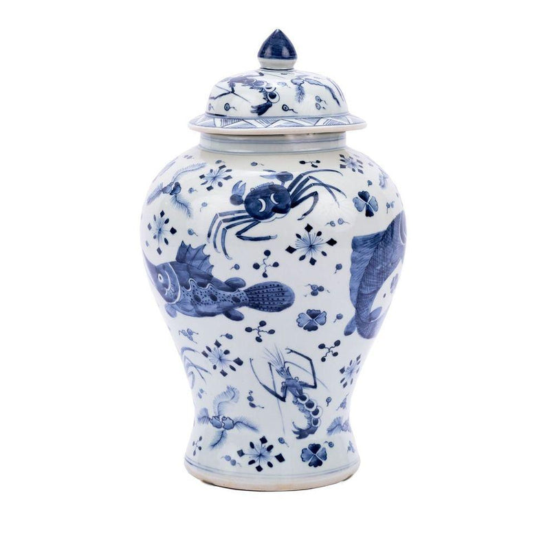 B&W Fish Shrimp & Crab Ginger Jar - BlueJay Avenue