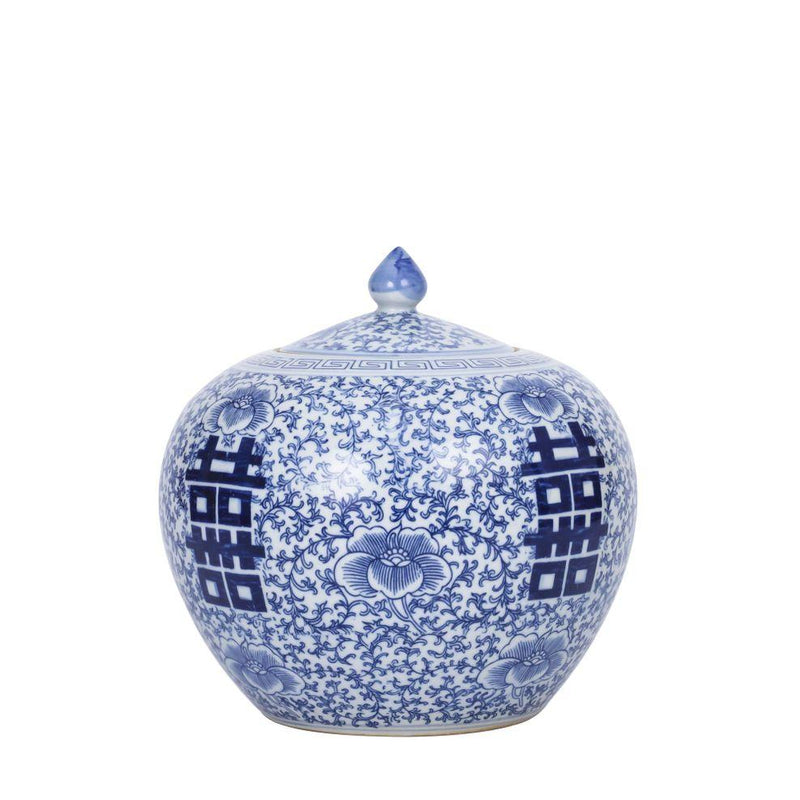 B&W Floral Double Happiness Melon Jar - BlueJay Avenue