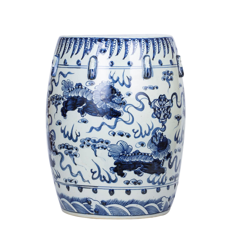 B&W Garden Stool Lion Motif - BlueJay Avenue