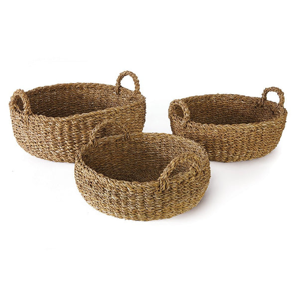 Caden Shallow Baskets With Handles, Set of 3 - BlueJay Avenue