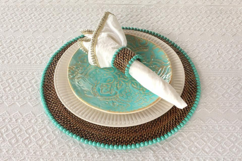 Calaisio Hand Woven Placemat With Beads, Set of 4 - BlueJay Avenue
