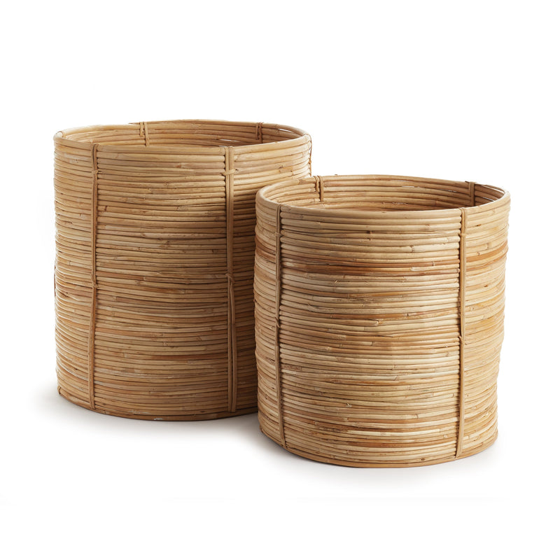 Cane Rattan Round Tree Baskets, Set of 2 - BlueJay Avenue