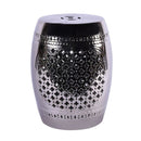 Carved Medallion Accent Stool, Silver - BlueJay Avenue