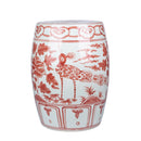 Coral Red Bird Village Garden Stool - BlueJay Avenue