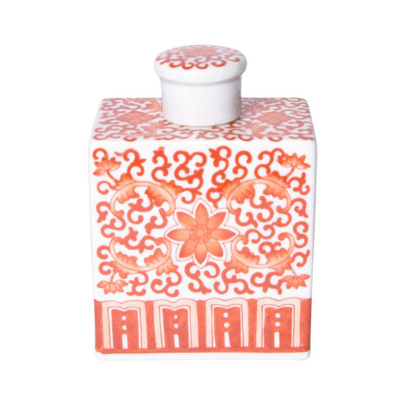 Coral Red Twisted Lotus Mini Square Jar - BlueJay Avenue