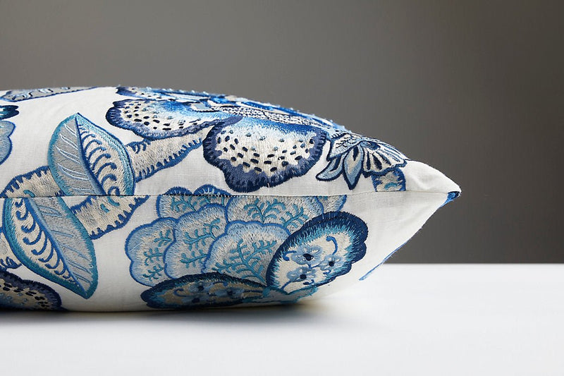 Coromandel Embroidery Pillow, Porcelain - BlueJay Avenue