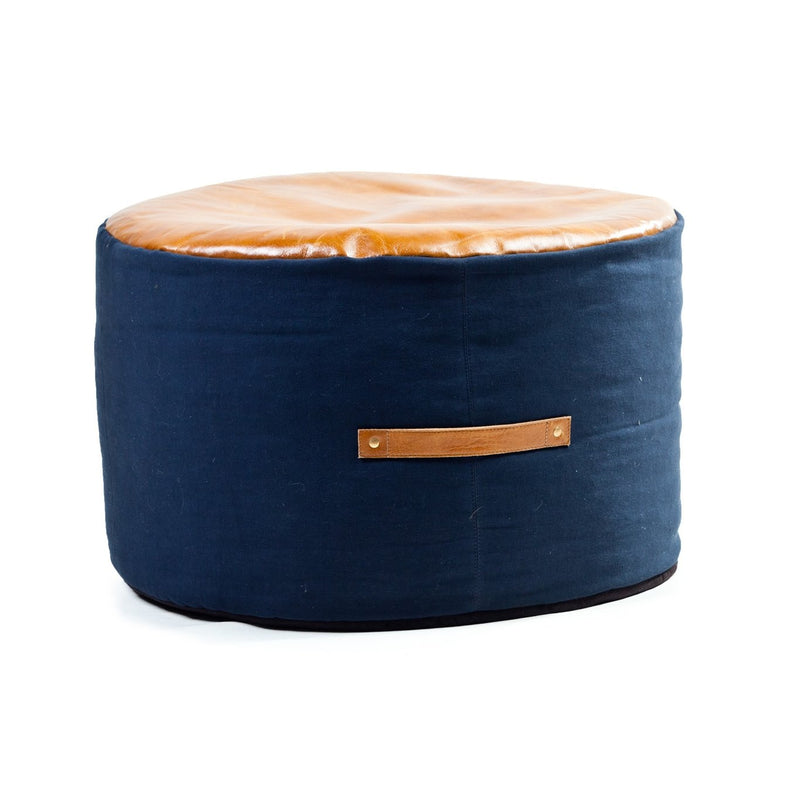 Corona Leather Pouf - BlueJay Avenue