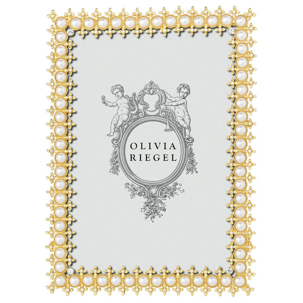 Crystal & Pearl 5" x 7" Picture Frame, Gold - BlueJay Avenue