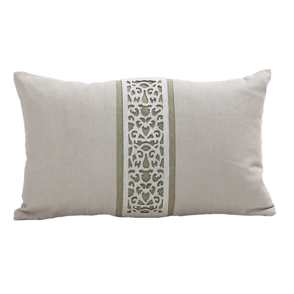 Damask Hair-on Hide Pillow Cover with Insert, Olive - BlueJay Avenue