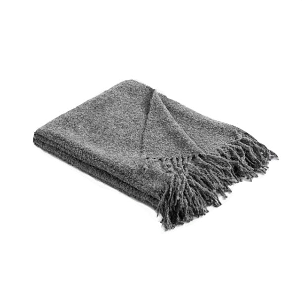 Dark Gray Boucle Baby Alpaca Throw - BlueJay Avenue