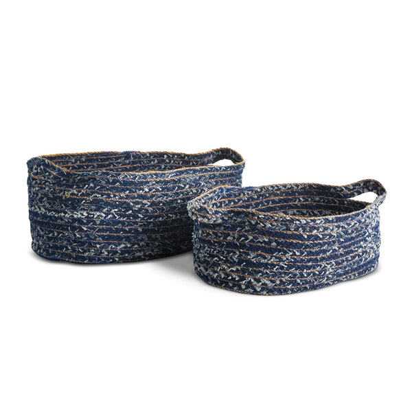 Denim Oval Baskets, Set of 2 - BlueJay Avenue