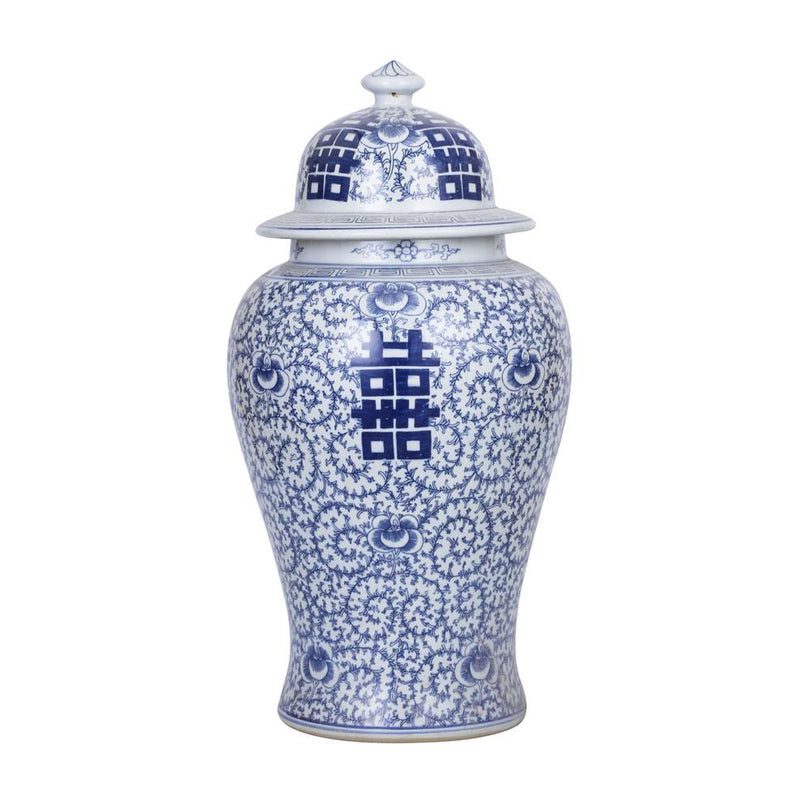 Double Happiness Floral Temple Jar - BlueJay Avenue