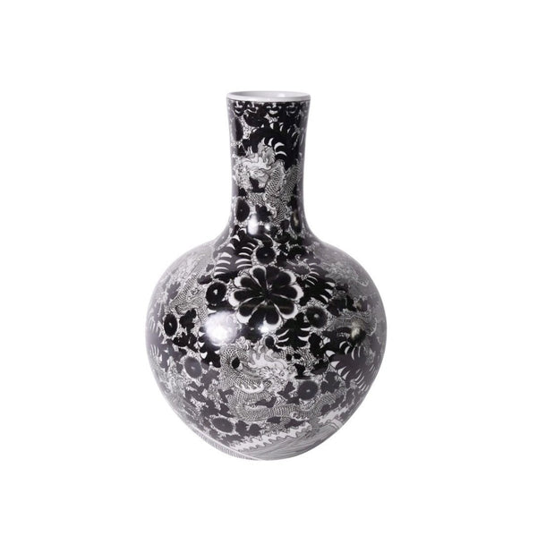 Dragon Globular Vase, Black - BlueJay Avenue