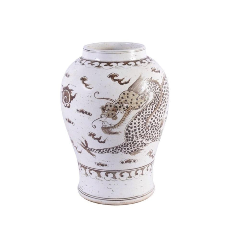 Dragon Motif Porcelain Hong Wu Flaring Rim Jar - BlueJay Avenue