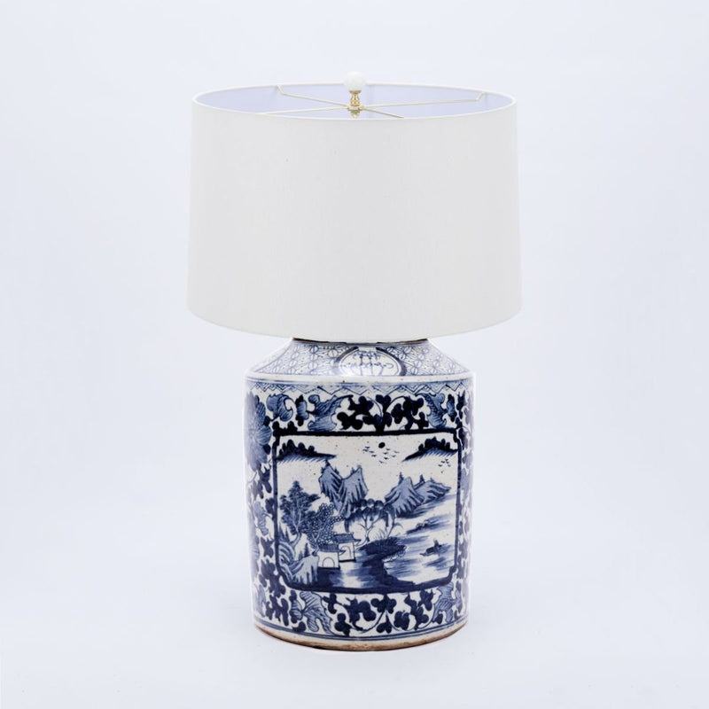 Dynasty Jar Floral Landscape Table Lamp - BlueJay Avenue