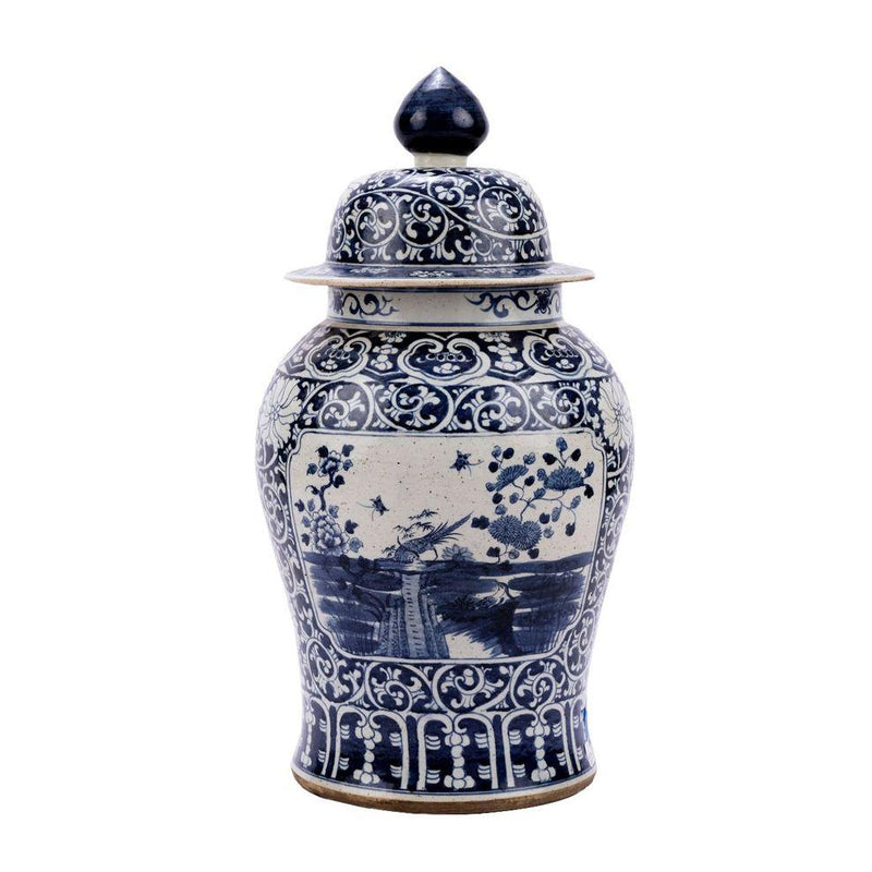 Dynasty Temple Jar Floral Landscape Medallion - BlueJay Avenue