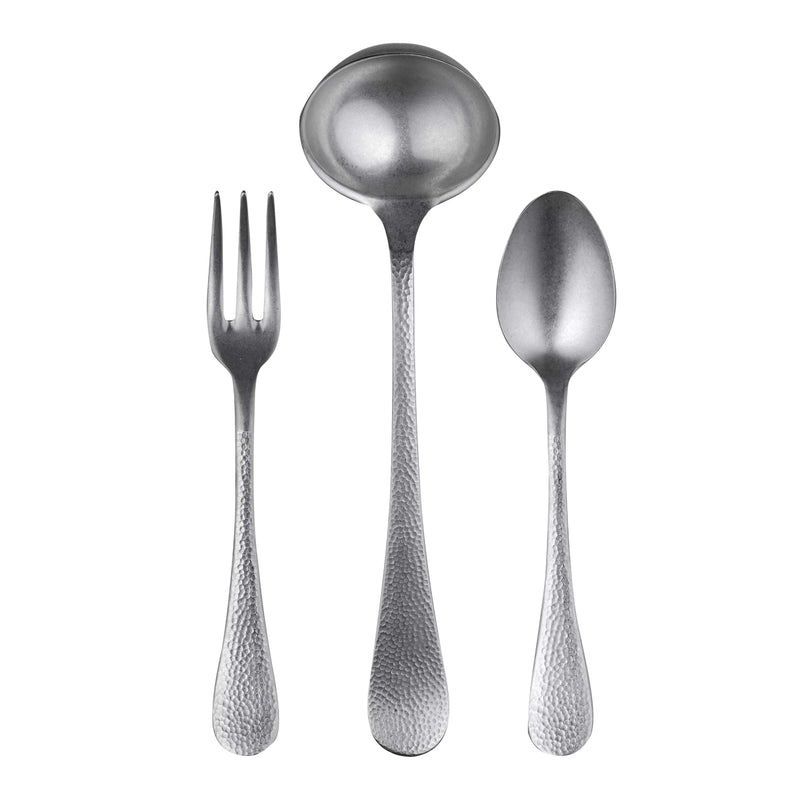 Epoque Pewter Finish 3 Pcs Serving Set, Silver - BlueJay Avenue