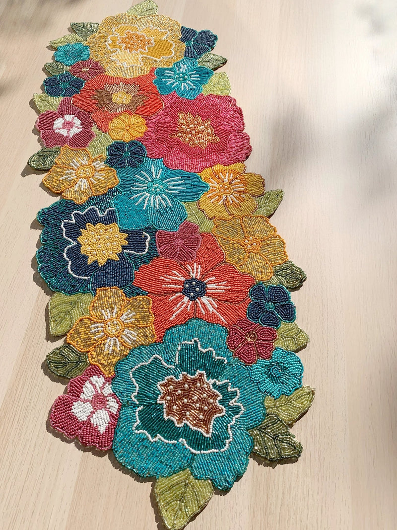 Floral Beaded Table Runner - BlueJay Avenue