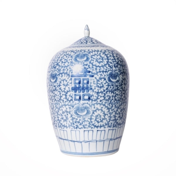 Floral Double Happiness Ginger Jar - BlueJay Avenue