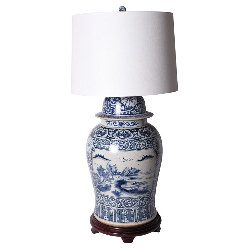 Floral Landscape Medallion Jar Lamp - BlueJay Avenue