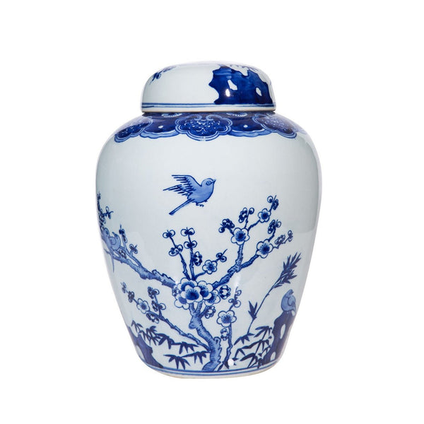 Flower Bird Decorative Ginger Jar - BlueJay Avenue