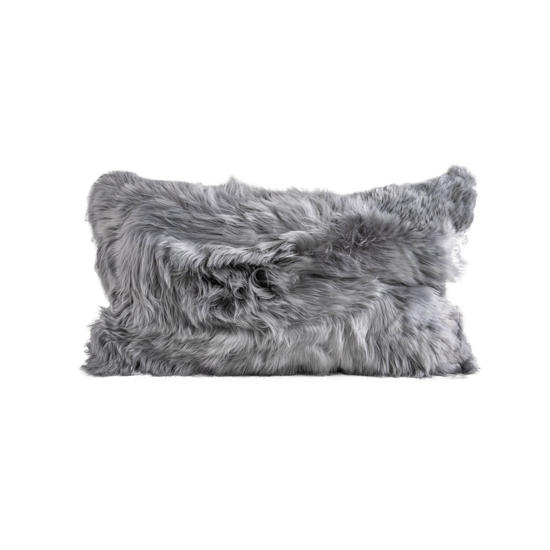 Fur Alpaca Pillow Cover With Alpaca Back, Gray - BlueJay Avenue