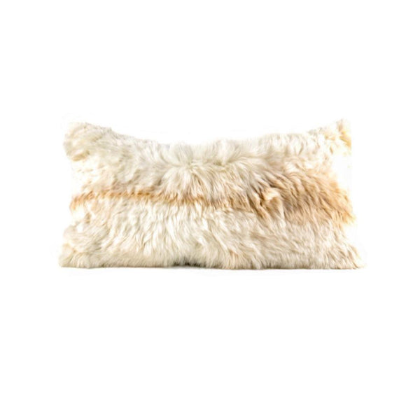 Fur Alpaca Pillow Cover With Alpaca Back, Light Beige - BlueJay Avenue