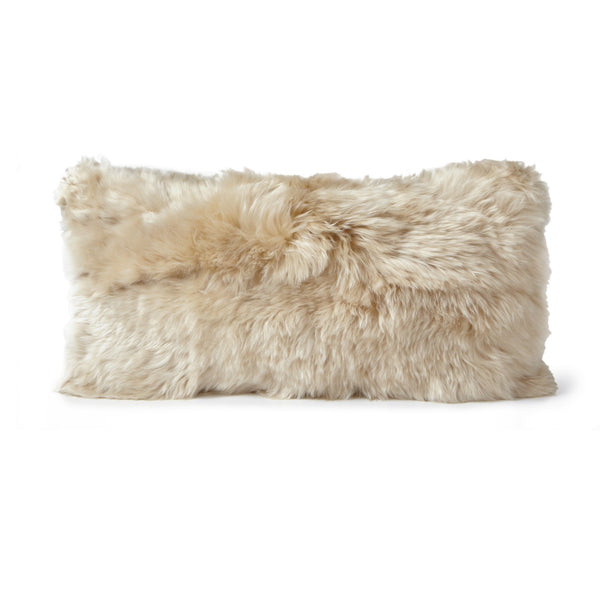 Fur Alpaca Pillow with Insert, Linen, 11" x 22" - BlueJay Avenue