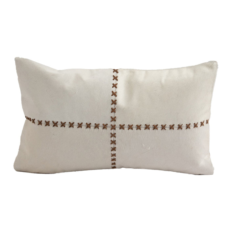 Gazel Hair on Hide Lumbar Pillow, Cream - BlueJay Avenue