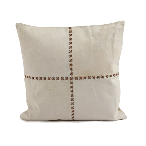 Gazel Hair on Hide Square Pillow, Cream - BlueJay Avenue