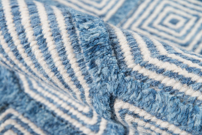 Hand Woven Wool Area Rug, Blue - BlueJay Avenue