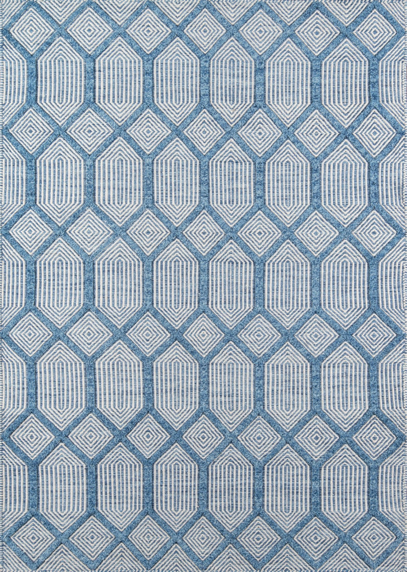 Hand Woven Wool Area Rug, Blue - BlueJay Avenue