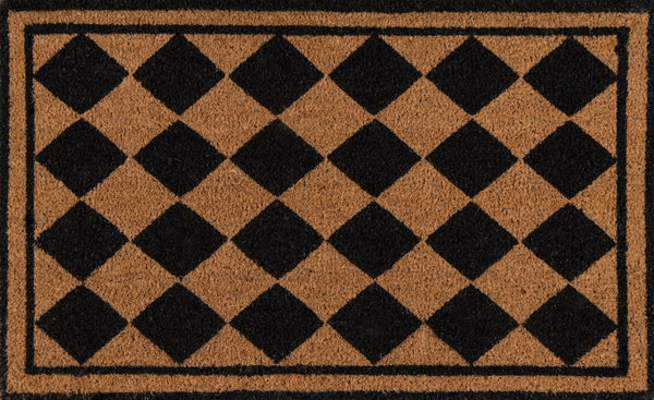 Harlequin Black Hand Woven Natural Coir Doormat - BlueJay Avenue