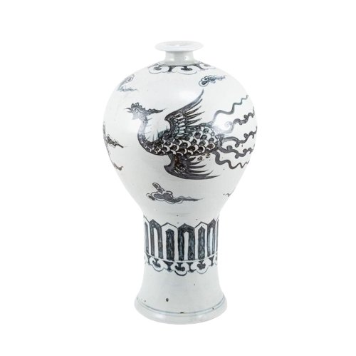 Indigo Blue Tall Phoenix Porcelain Vase - BlueJay Avenue