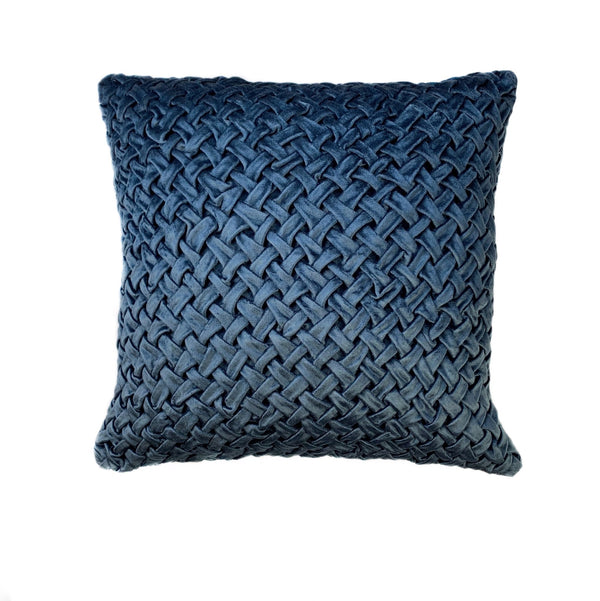 Jericho Viscose Velvet Pillow Cover with Insert, Blue - BlueJay Avenue