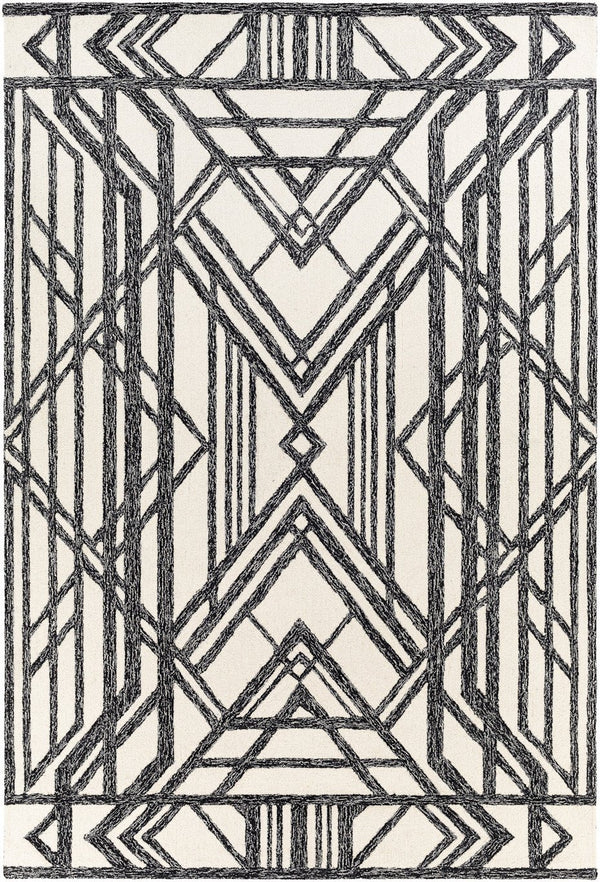 Lazio Hand Tufted Wool Cream And Black Rug - BlueJay Avenue