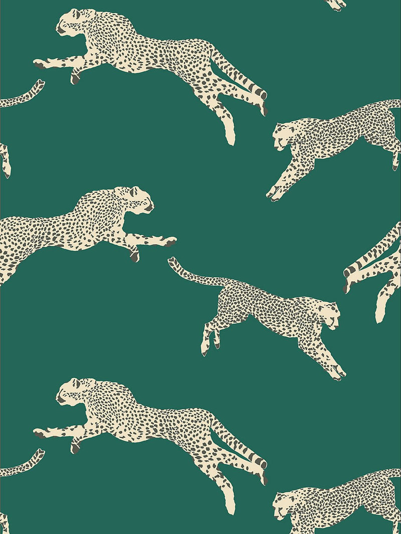 Leaping Cheetah Wallpaper, Ever Green - BlueJay Avenue