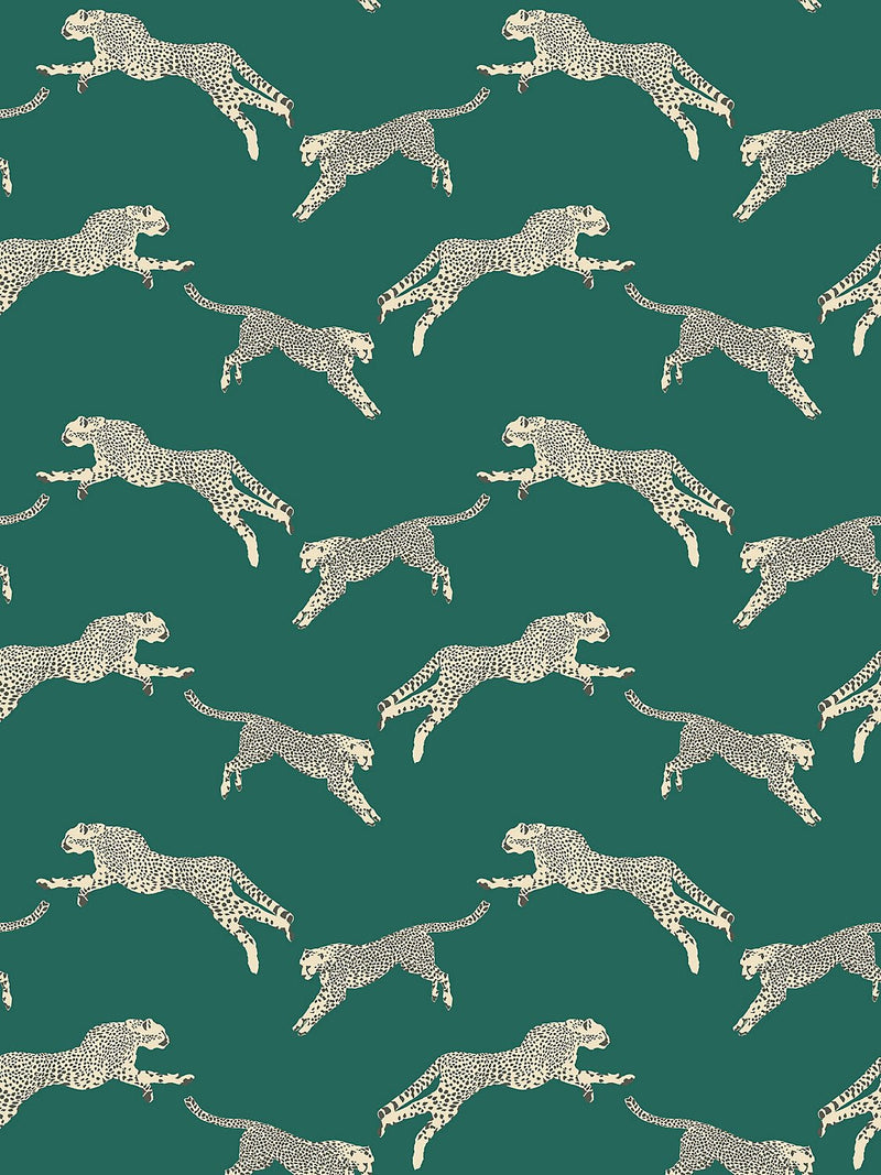 Leaping Cheetah Wallpaper, Ever Green - BlueJay Avenue