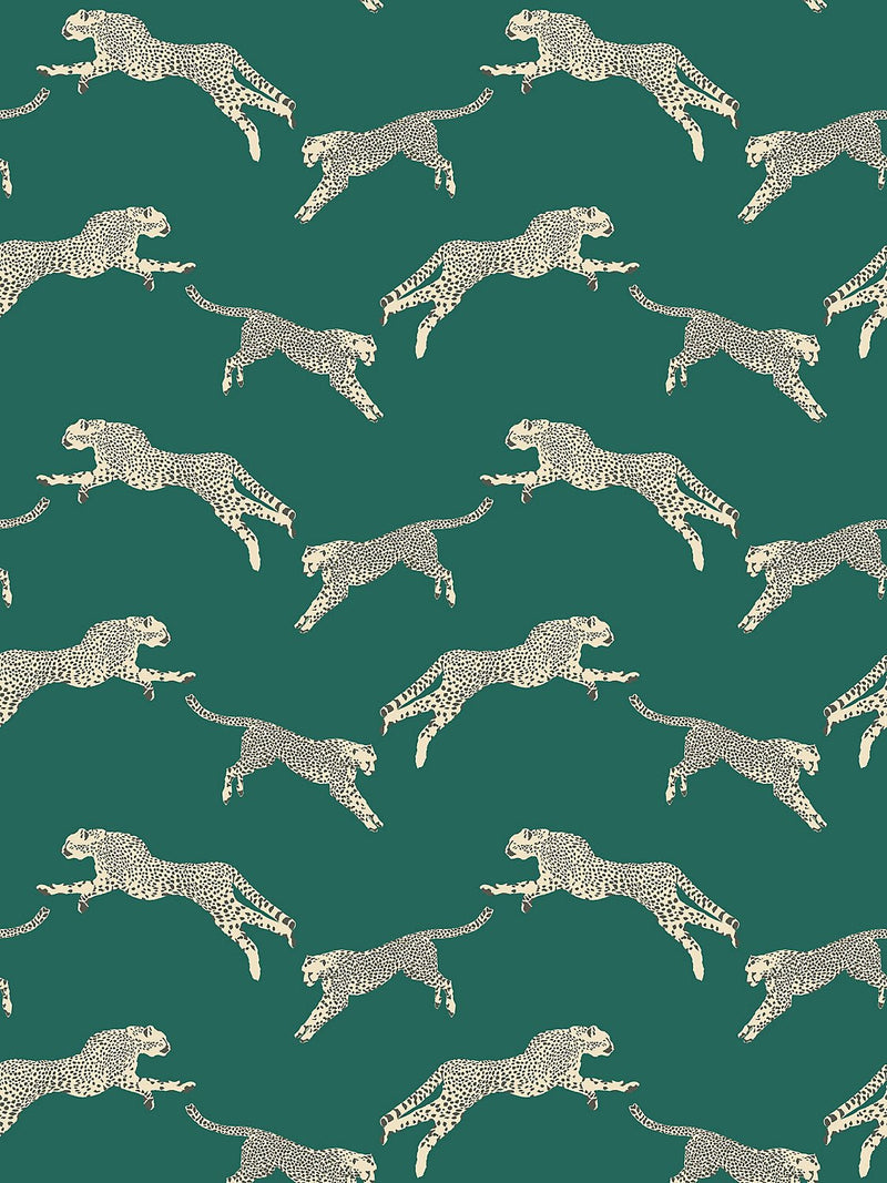 Leaping Cheetah Wallpaper, Ever Green - BlueJay Avenue