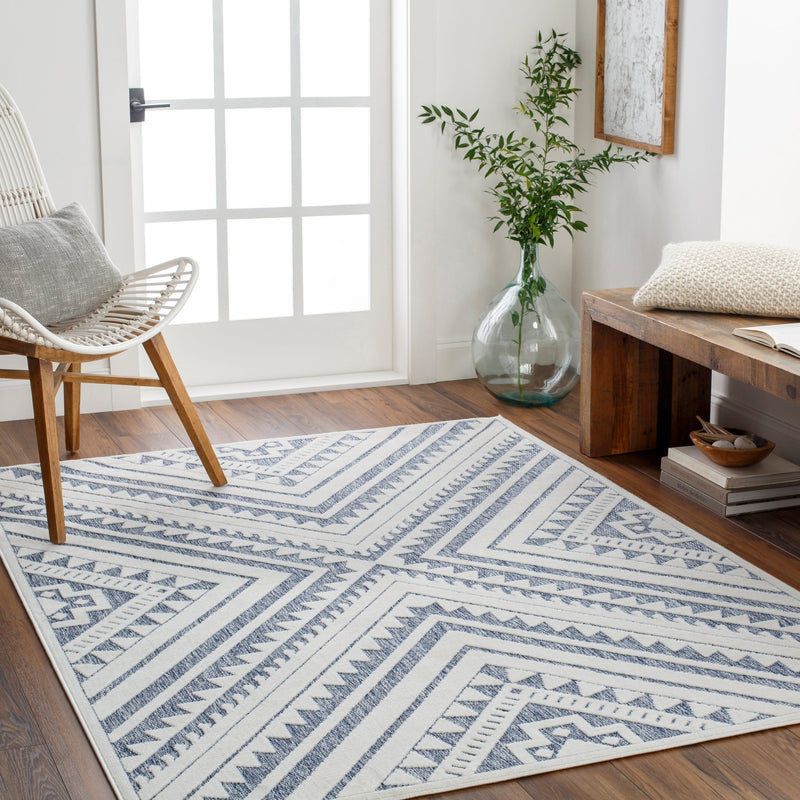 Lenore Outdoor Blue Area Rug - BlueJay Avenue