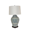 Lidded Peony Jar Table Lamp, Blue - BlueJay Avenue