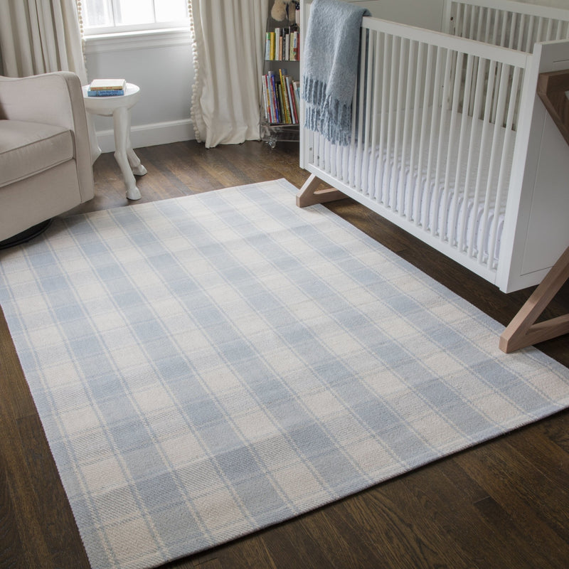 Marlborough Hand Woven Wool Area Rug, Light Blue - BlueJay Avenue