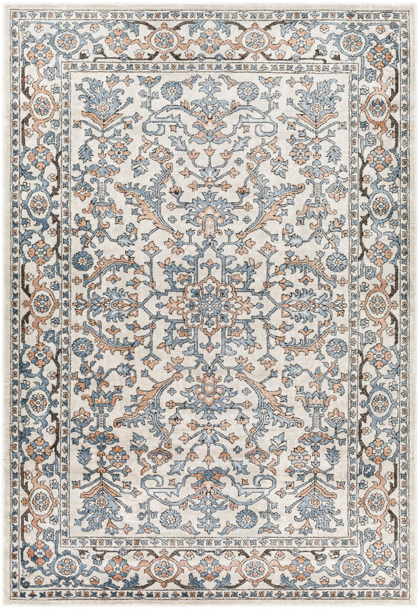 Marvel Traditional Cream And Blue Area Rug - BlueJay Avenue