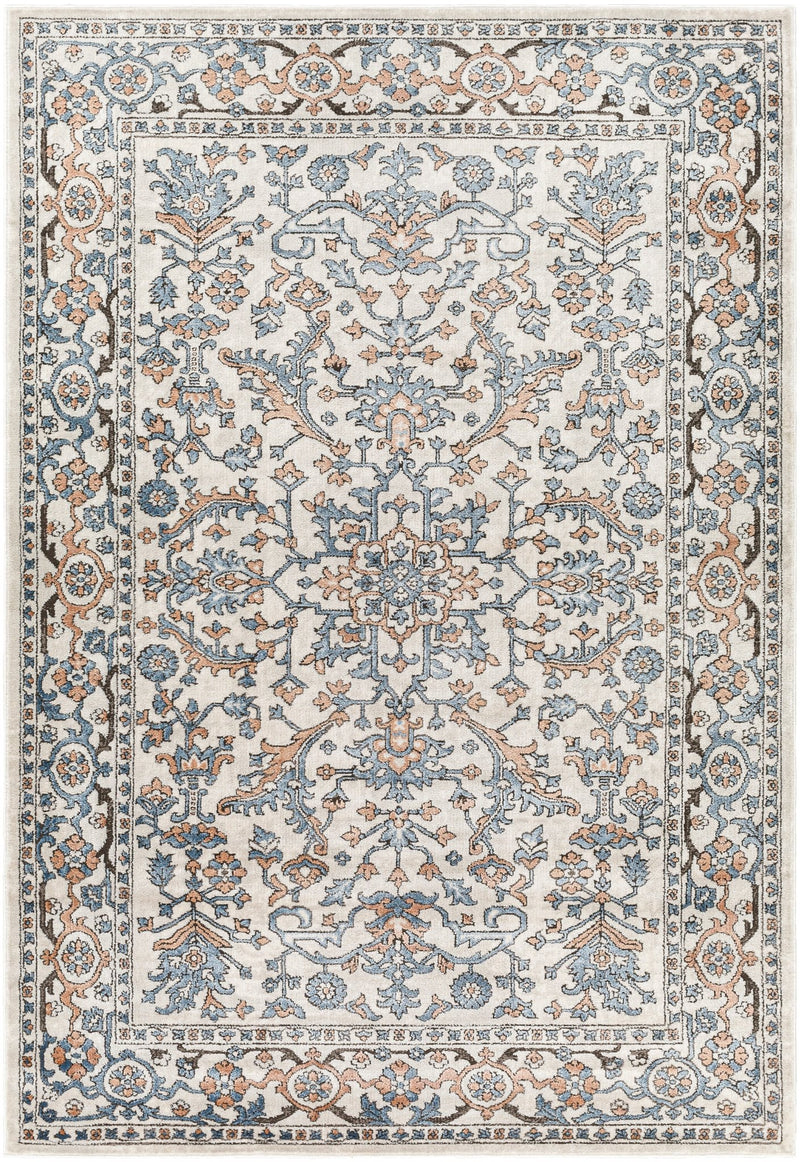 Marvel Traditional Cream And Blue Area Rug - BlueJay Avenue