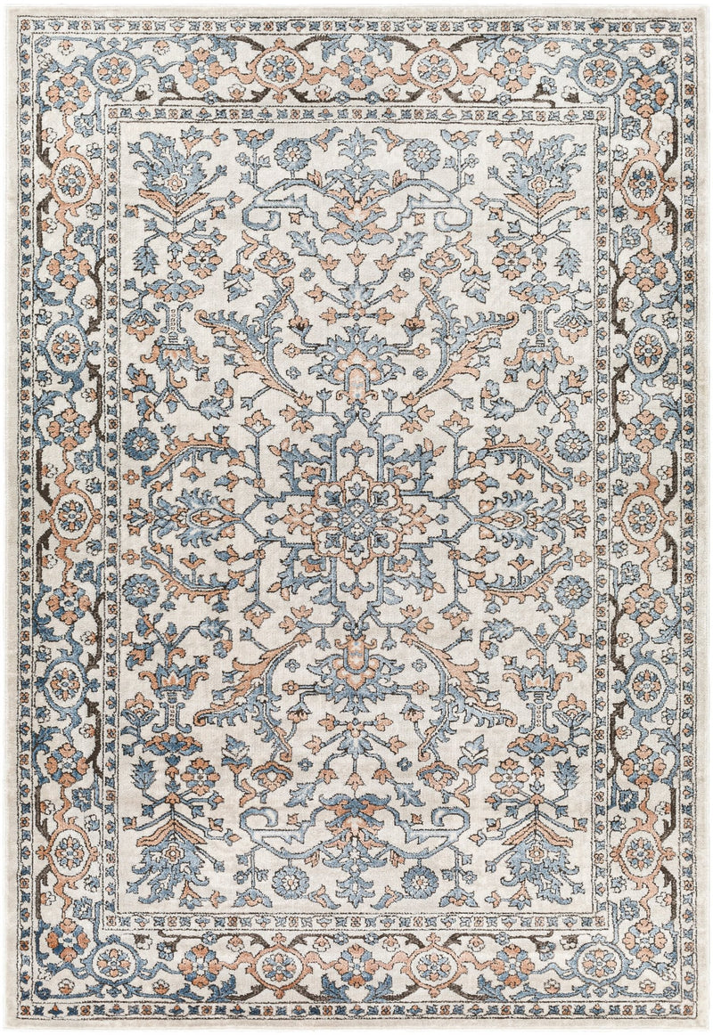 Marvel Traditional Cream And Blue Area Rug - BlueJay Avenue