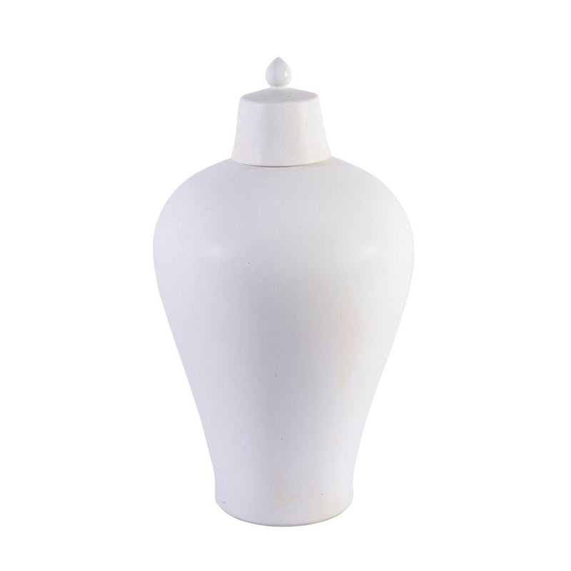 Matte White Lidded Plum Vase - BlueJay Avenue